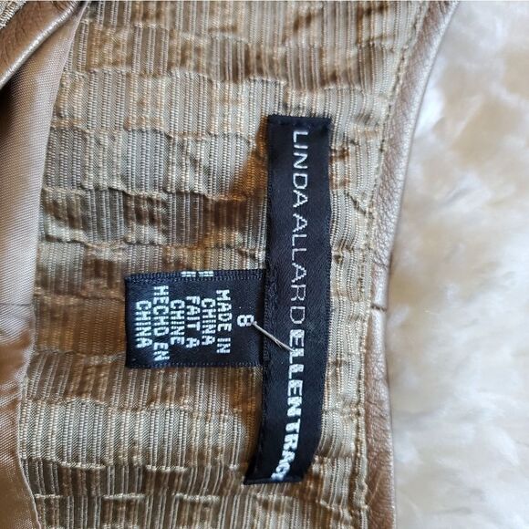 Linda Allard Ellen Tracy Silk Blazer Women's Size 8 Brown Gold Office Formal - Picture 8 of 9